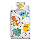 Bettwäsche Pokemon 135x200 + 80x80 · Pokémon Pikachu & Friends Game · 100% Baumwolle · 2 teilig Teenager Kinder-Bettwäsche
