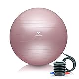 BODYMATE Gymnastikball Sitzball Trainingsball mit GRATIS E-Book inkl. Luft-Pumpe, Ball für Fitness, Yoga, Gymnastik, Core Training, für starken Rücken als Büro-Stuhl Rose 65