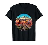 Bunte Münchner Skyline Aquarell Art Vibrant München City T-S