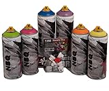 Spraydosen Graffiti-Sweet Dreams 6 Sprühflaschen für alle möglichen kreativen Anwendungsbereiche, schnell trocknend, sofort übersprühbar Premium Nitro-Acryllack matt + Ersatzcaps