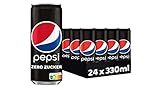 Pepsi Zero Zucker, Das zuckerfreie Erfrischungsgetränk von Pepsi ohne Kalorien, Koffeinhaltige Cola in der Dose, EINWEG Dose (24 x 0,33 l) (Verpackungsdesign kann abweichen)