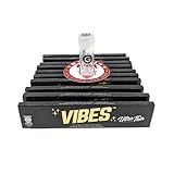 G Tips X Vibes Ultra Thin Premium Black Rolling Papers | Bundle enthält 10 Booklets of Vibes King Size Slim Paper Skins and a Glass Filter Tips Tip Roach