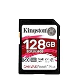 Kingston Canvas React Plus 128GB SDXC Speicherkarte UHS-II 300R/260W U3 V90 für Full HD/4K/8K - SDR2/128GB