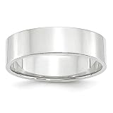 LTW Ehering für Damen, 10 Karat Weißgold, 6 mm, flach, Größe 4,5