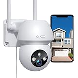 Überwachungskamera Aussen PTZ 360°, GNCC WLAN IP Kamera Outdoor 2.4Ghz, 1080PKamera Überwachung mit Bewegungserkennung und Farbiger Nachtsicht, IP66 wasserdichte , 2-Wege-Audio, Kompatibel mit Alexa