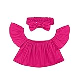 HHEE Kleine Baby Mädchen Bowknot Strap Rüschen Tops + Blumen Shorts Set+Stirnband Sommer Outfit Set