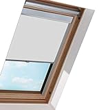 Rotemion Verdunkelungs M08 Grau Rollo Verdunkelungsrollo für, Dachfenster mit Seitenschienen in Silber, Blickdicht Rollo für Skylight