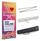 Rollup Banner 85 cm x 200 cm 'ONLINE SHOPPEN 2' inkl. Display, Halterung, Boden und Gestaltung