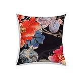 RADANYA Kissenbezug mit floralem Digitaldruck, Polyester, quadratisch, für Sofa, Couch, Bettwäsche, 30,5 x 30,5 cm, Schwarz