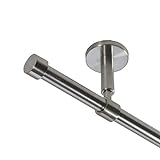 BASIT Gardinenstange Set Edelstahl Look Metall Ø 16mm zur Deckenträger 1-läufig Modern Kappe, Länge wählbar D11 E16, Länge:240 cm