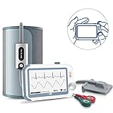 Wellue All-in-One-Herzmonitor, EKG-Gerät mit Blutdruckmessgerät Pulsoximeter, 24 Stunden Holter EKG Aufzeichnung, Arbeitet mit APP und PC, 10H Spo2-Überwachung und Thermometer-Funktion für Zuhause