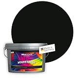 WALLCOVER Colors Wandfarbe schwarz 1 L für Innen Innenfarbe dunkel Matt | Profi Innenwandfarbe in Premium Qualität | weitere Größen erhältlich