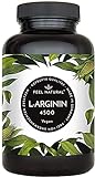 L-Arginin - 365 vegane Kapseln mit 4500mg pflanzlichem L Arginin HCL aus Fermentation (davon 3750mg reines L-Arginin) je Tagesdosis - Ohne Zusätze, in Deutschland produziert