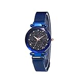 GGOOD Frauen Armbanduhr Analog Quarz Bewegung Armbanduhren mit PU Armband Klassische wasserdichte Sternenhimmel-Zifferblatt-Uhr 1pc Blau, Quarz-Armbanduhr