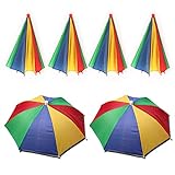Yesloo 6 Pcs Umbrella Hat, Regenschirm Hut, Regenbogen Schirmmütze, Lustiger Regenschirmhut, faltbar