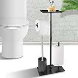 Edelstahl Klopapierhalter Stehend mit Klobürste - Toilettenpapierhalter mit Feuchttücherbox, Toilettenpapierhalter mit WC Bürste Stand WC Garnitur für Toilettenpapier & Toilettenbürste
