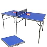 Tischtennisplatte Outdoor 152 x 76 x 76 cm Tischtennistisch klappbar Tischtennis Platte mit Griff tragbarer Freizeittisch für Innen- und Außenbereich