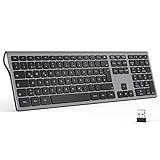 seenda 2.4 G Leise Kabellose Tastatur, QWERTZ Deutsches Layout mit Ziffernblock, kompatibel mit PC, Laptop, und Android TV, Space Grau