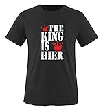Comedy Shirts - The King is Hier - Jungen T-Shirt - Schwarz/Weiss-Rot Gr. 152/164