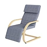 Relaxsessel Relaxstuhl Liegestuhl Schwingsessel Sessel Freischwinger Stuhl 100% Baumwolle Birkenholz Belastbarkeit 120 kg 5-stufig