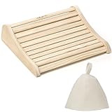 valuents Sauna Kopfstütze aus Holz – ergonomisch – Sauna Zubehör aus Kiefernholz – massiv & unbehandelt +Plus: Sauna Hut