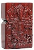 Natürliches Huanghuali Holz Rosenholz Schnitzerei Protector Gottheit Feuerzeug Außengehäuse für Zippo Modul ( Ganapati/Ganesha Elefant Buddha)