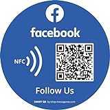 MESSAGENES | Facebook Aufkleber mit Smart QR - NFC | 1 Runde Einheit | Schilder Bewertung NFC und QR Code | Vergrößern Sie Anhänger auf 1 Klick | QR Wiederverwendbar | Premium Material