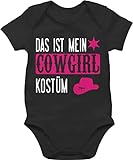 Shirtracer Karneval Kostüm Baby Fasching - Cowgirl weiß - 1/3 Monate - Schwarz - Cowgirl Baby - BZ10 - Baby Body Kurzarm für Jungen und Mädchen