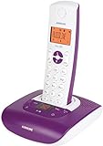 Audioline Pro 280 Color Schnurloses DECT-Telefon mit Freisprechen, orange beleuchtetem Display und Anrufbeantworter aubergine