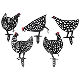 HUAOSN 5-teiliges Hühnerpfahl-Set aus Schwarzem Acryl, Statuen in Tierform, Dekoration Für Den Garten Und Hof