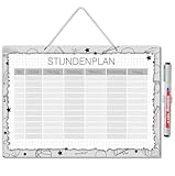 younikat Stundenplan im schwarz/weiß Design Hartschaumplatte I DIN A4 I zum Schulanfang I abwischbar I wiederbeschreibbar I zum Aufhängen I dv_1454