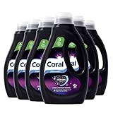 Coral Waschmittel Flüssig Black Velvet Colorwaschmittel für ein intensives Schwarz mit Color Shine Tech & Faserschutz-Serum 6 x 20 WL (6 x 1L), 6000 ml