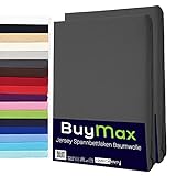 Buymax Spannbettlaken 100x200cm Baumwolle 100% Spannbetttuch Bettlaken Jersey, Matratzenhöhe bis 25 cm, Farbe Anthrazit