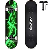 LAYENNE Skateboard, 31 * 8 Zoll Komplettes Skateboard, 7 Schichten Ahorn Skateboard Deck, ABEC-11 Halterung, Geeignet für Erwachsene, Anfänger, Jungen, Mädchen, Jugendliche und Kinder-G