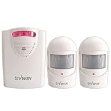 4VWIN Alarm mit Bewegungsmelder Home Sicherheit Auffahrts Alarm Set 1 Empfänger und 2 PIR Bewegungsmelder Drahtloser Infrarot Bewegungsmelder