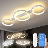 LED Deckenleuchte,Dimmbar Deckenlampe Mit Fernbedienung APP,Einstellbar Ringform Wohnzimmerlampe 3 Flammig Kronleuchter Lampe,36W 3000-6500K deckenbeleuchtung für Schlafzimmer Wohnzimmer,Weiß 78