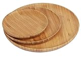 Bambusteller Bamboo Plates Holzteller aus umweltfreundlichem Bambus Holz 3 teilig Set