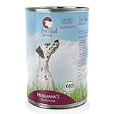 Herrmann’s Bio Rind für Sensible Hunde - Hundefutter nass mit Karotte -purinarm- Alleinfuttermittel für Hunde - Gute Verträglichkeit - glutenfrei, laktosefrei (12 x 400 g Dose)