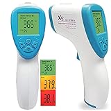 Leyf Digitales Fieberthermometer - Stirnthermometer für Erwachsene,Kinder und Babys - LCD Display Thermometer Kontaktlos - Infrarot Berührungsloses - 3 Farben Bildschirmanzeige - Fieberalarm