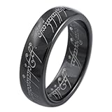 Herr der Ringe Unisex-Ring 'Saurons Ring' aus dem kleinen Hobbit Wolfram PVD schwarz 3010-058
