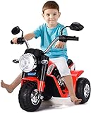RELAX4LIFE Elektrisches Kindermotorrad, 6V Elektromotorrad mit Vorwärts- und Rückwärtsgang & Beleuchtung & Hupe, Elektrofahrzeug für Kinder 3-5 Jahre, Elektro-Dreirad 3-4 km/h, Junge & Mädchen (Rot)