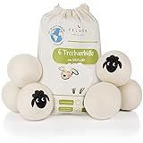 Feluna® Öko Trocknerbälle für Wäschetrockner 6er Set - Natürlicher Weichspüler aus 100% Schaf-Wolle - Eco Dryer Balls Wäsche-Bälle für den Trockner