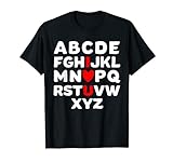 Valentinstag English Teacher I Love You süßes Alphabet ABC T-Shirt
