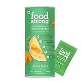 JARA foodstrong Whey Protein Pulver, Grass-Fed, 100% Whey, Daily Protein, Mango Shake mit echten Mango Chunks, 23,8g Protein, mit Kurkuma, Grüner Tee, Ashwagandha