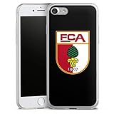 DeinDesign Slim Case extra dünn kompatibel mit Apple iPhone SE (2020) Silikon Handyhülle transparent Hülle FC Augsburg Wappen FCA
