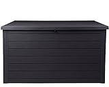 Ondis24 Ontario Kissenbox XXL Auflagenbox Gartenbox anthrazit 870 Liter Truhe Holz Optik mit Gasdruckfedern ca. 146 x 82 x 86 (H) cm