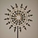 ASIAD 3D Metall-Windmühle,Windbetriebene Kinetische Skulptur,Magische Rasen-Wind-Spinner für Hof und Garten Windfänger Außenterrassendekoration,Durchmesser: 32cm/12.6in,G