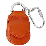 Schlüsselanhänger Leder für Münzen - Keychain Autoschlüsselanhänger Schlüsselring Echtleder Damen Herren mini kleingeldbörse Geschenk Schlüssel anhänger klein (Orange)