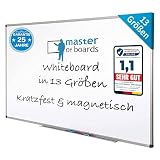 MOB Magnetisches Whiteboard 150x100cm mit Alurahmen und abnehmbare Stiftablage für Büro, Heim und Schule, Magnettafel kratzfest und trocken abwischbar | Magnetboard in Hoch- oder Q