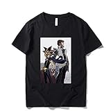 Yu-Gi-Oh Duel Monsters Pattern Gefertigte Bedruckte T-Shirts Aus 100% Baumwolle (Black,XXL)